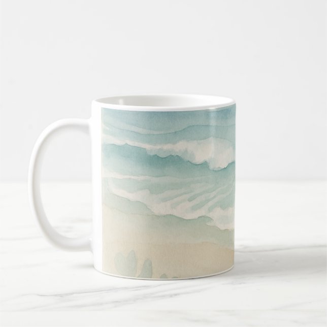 Serene Ocean Artwork Coffee Mug (Left)
