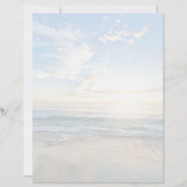 Serene Ocean / Beach Scene Stationery (Front)