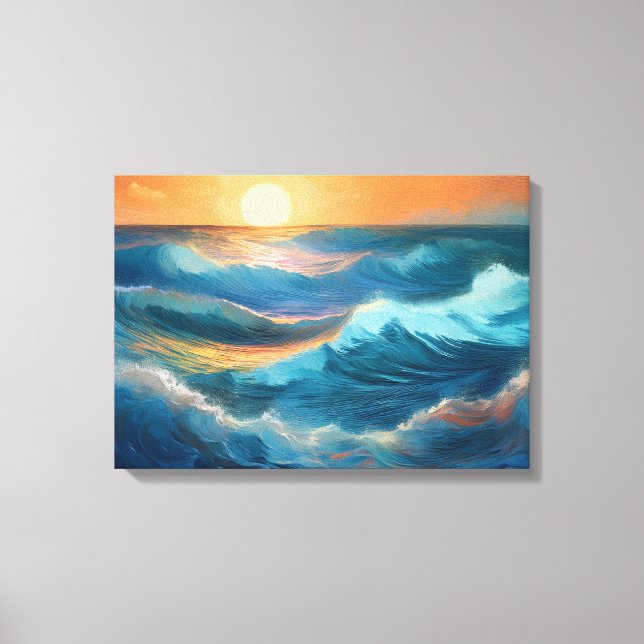 Serene Ocean Waves at Sunrise Canvas Print (Front)