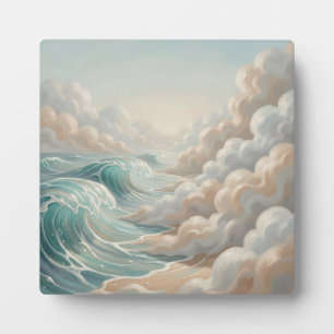 Serene Ocean Waves Cloudy Sky Seascape Plaque