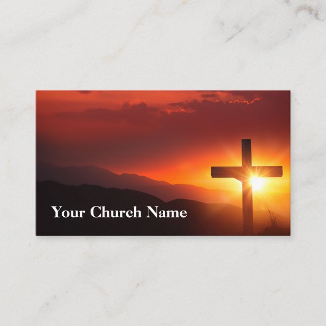 Serene Orange Sunrise Service Church Pastor Business Card (Front)