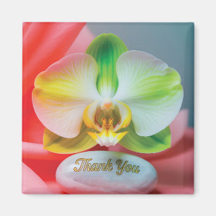 Serene Orchid Flower with "Thank You" Text Magnet
