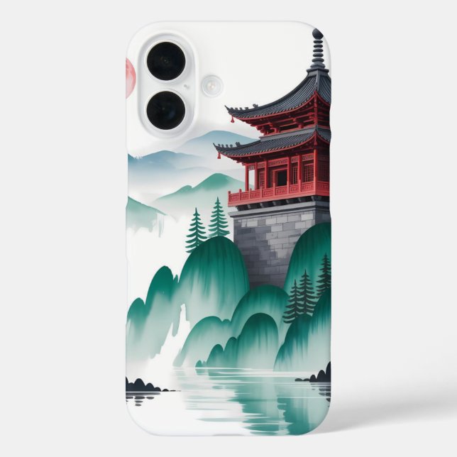 Serene Pagoda Moon  Case-Mate iPhone Case (Back)