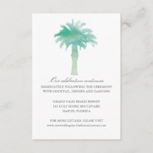 Serene Palm Tree Watercolor    Reception Invitation