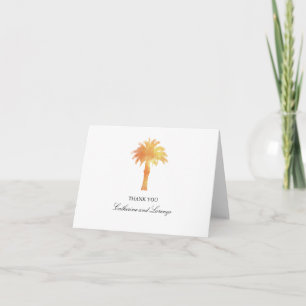 Serene Palm Tree Watercolor   Thank You Card