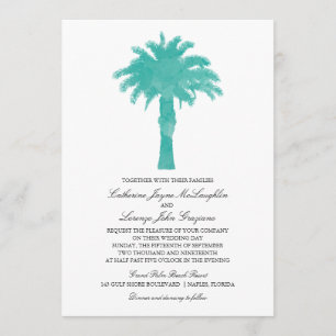 Serene Palm Tree Watercolor    Wedding Invitation