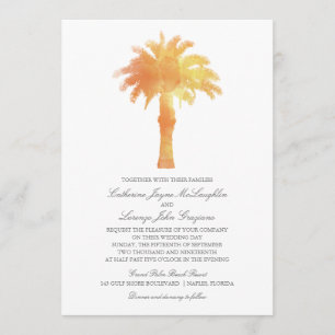 Serene Palm Tree Watercolor    Wedding Invitation