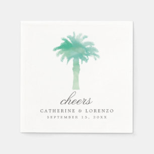 Serene Palm Tree Watercolor   Wedding Napkin