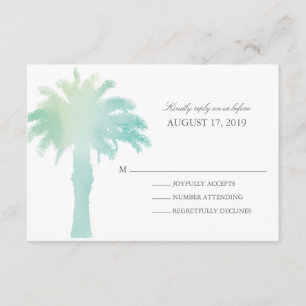 Serene Palm Tree Watercolor Wedding RSVP Card
