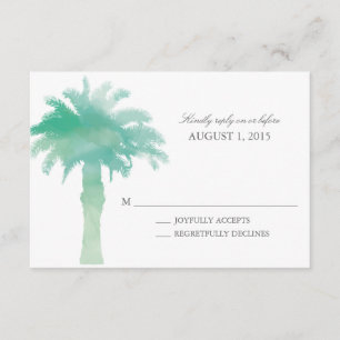 Serene Palm Tree Watercolor Wedding RSVP Card