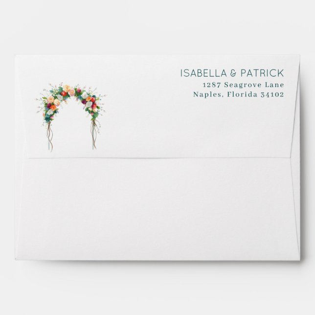 Serene Pastel Floral Arch Envelope (Back (Top Flap))