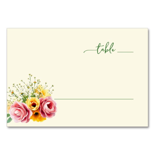 Serene Pastel Floral Bouquet Table Number (Front)