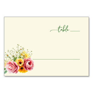 Serene Pastel Floral Watercolor Table Number