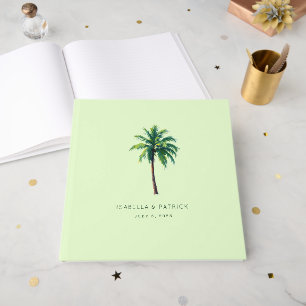 Serene Pastel Green Palm Tree Illustration Guest Book