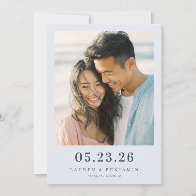 Serene Pastel Romantic Photo Save The Date (Front)