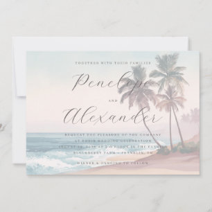 Serene Pastel Watercolor Beach Waves Invitation