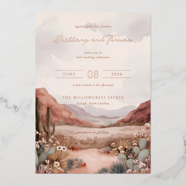 Serene Pastel Watercolor Desert Landscape (Front)