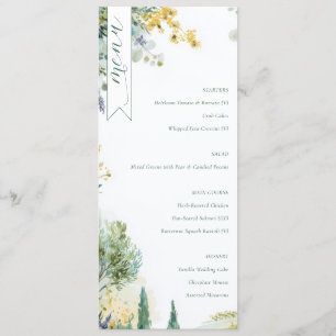 Serene Pastel Watercolor Floral Menu
