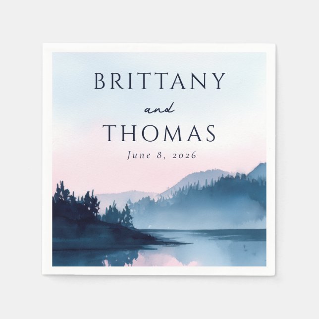 Serene Pastel Watercolor Landscape Napkin (Front)