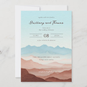 Serene Pastel Watercolor Mountains Invitation