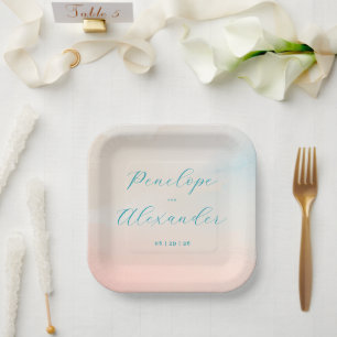 Serene Pastel Watercolor Paper Plate