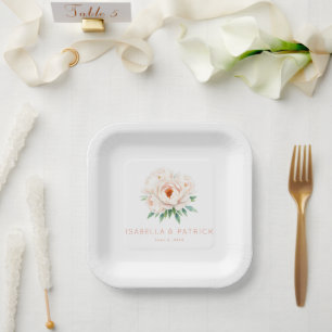 Serene Pastel Watercolor Peonies Paper Plate
