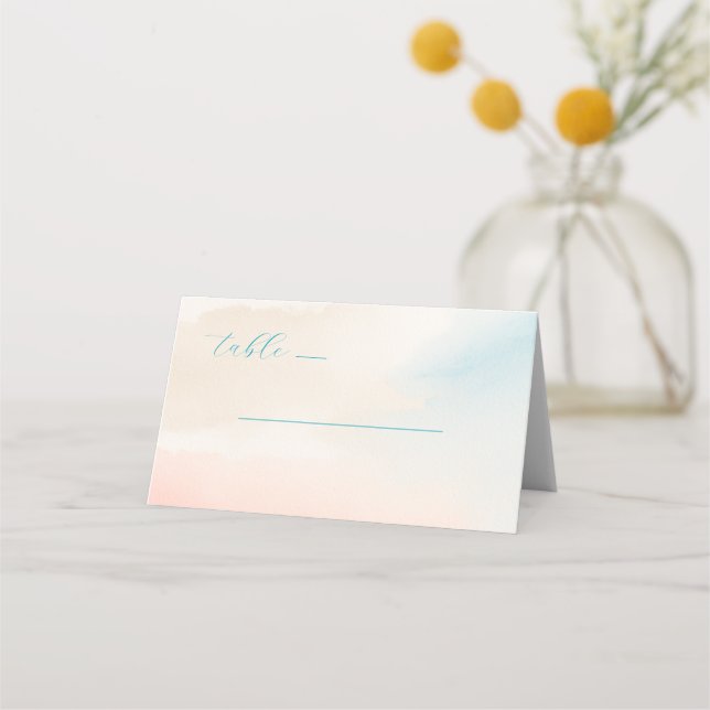 Serene Pastel Watercolor Place Card (Front)