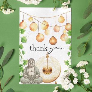 Serene Peaceful Budha Statue and Greenery Thank You Card