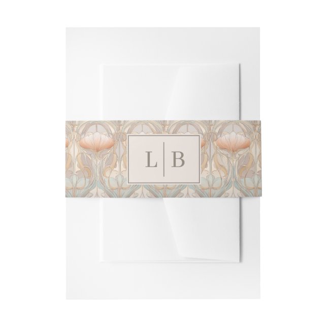 Serene Peach Floral Vector Invitation Belly Band (Front Example)