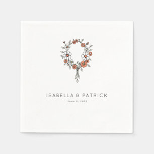Serene Peach Floral Wreath Napkin