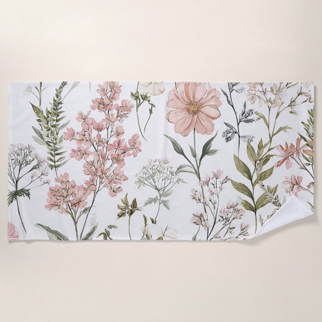 Serene Petals Beach Towel (Front)