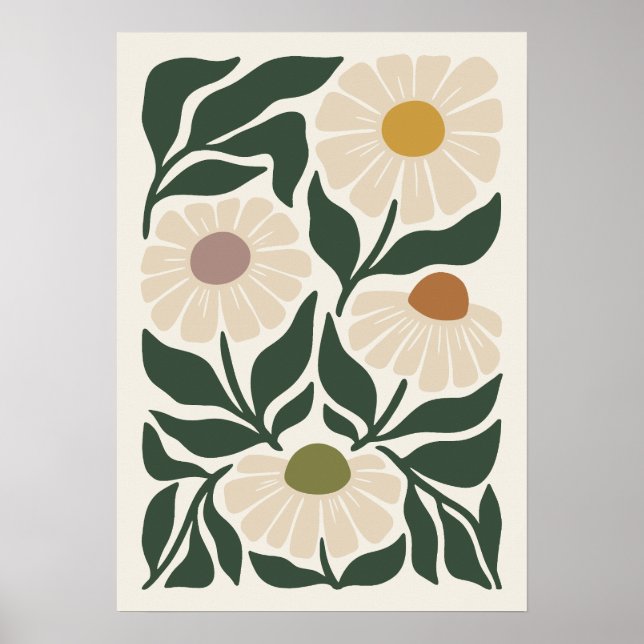 Serene Petals Mid Century Chamomile Poster (Front)