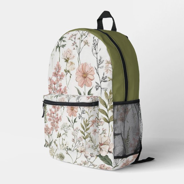 Serene Petals Printed Backpack (Back Corner Right)