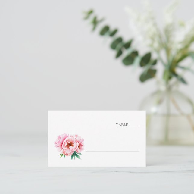Serene Pink Floral Minimalist Place Card (Standing Front)