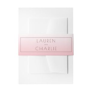 Serene Pink Minimalist Names Invitation Belly Band