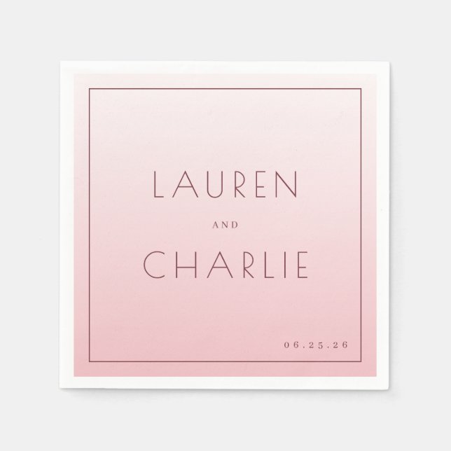 Serene Pink Minimalist Names Napkin (Front)