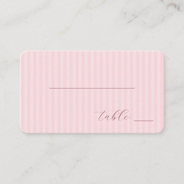 Serene Pink Stripes Place Card (Front)
