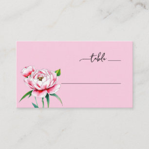 Serene Pink Watercolor Peony Place Card