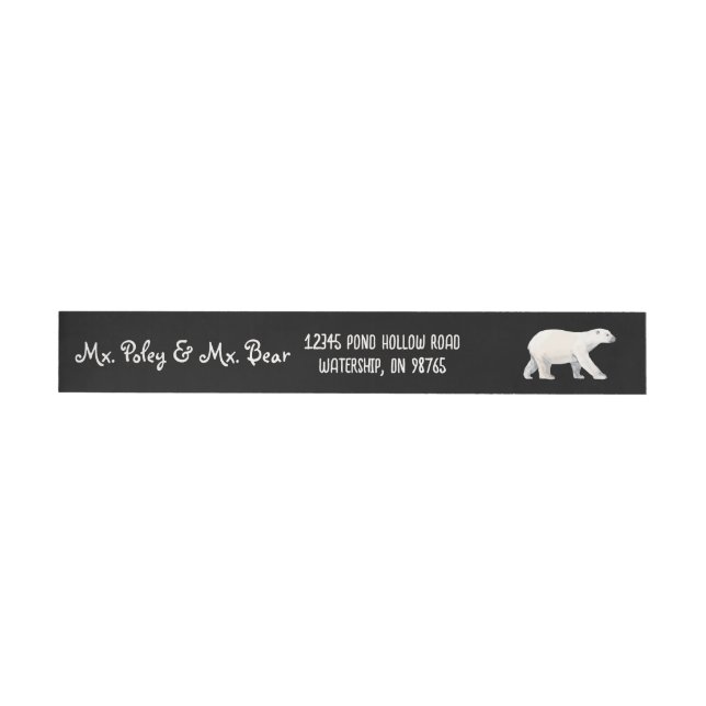 Serene Polar Bear on Black Wrap Around Label (Individual)
