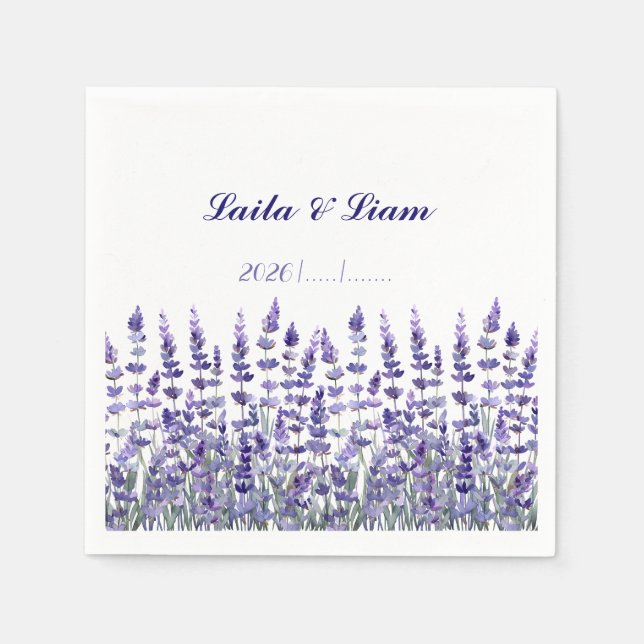 Serene Provence Lavender Floral Wedding Napkin (Front)