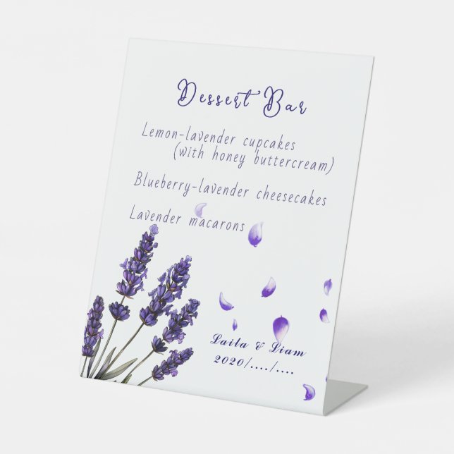 Serene Provence Lavender Floral Wedding Pedestal Sign (Front)