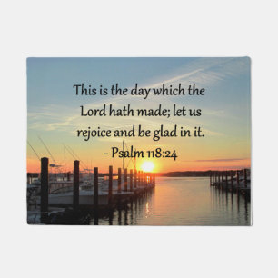 SERENE PSALM 118:24 SUNSET OVER THE LAKE DOORMAT