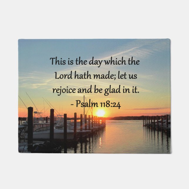 SERENE PSALM 118:24 SUNSET OVER THE LAKE DOORMAT (Front)