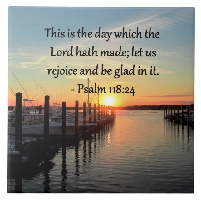 SERENE PSALM 118:24 SUNSET OVER THE LAKE TILE (Front)