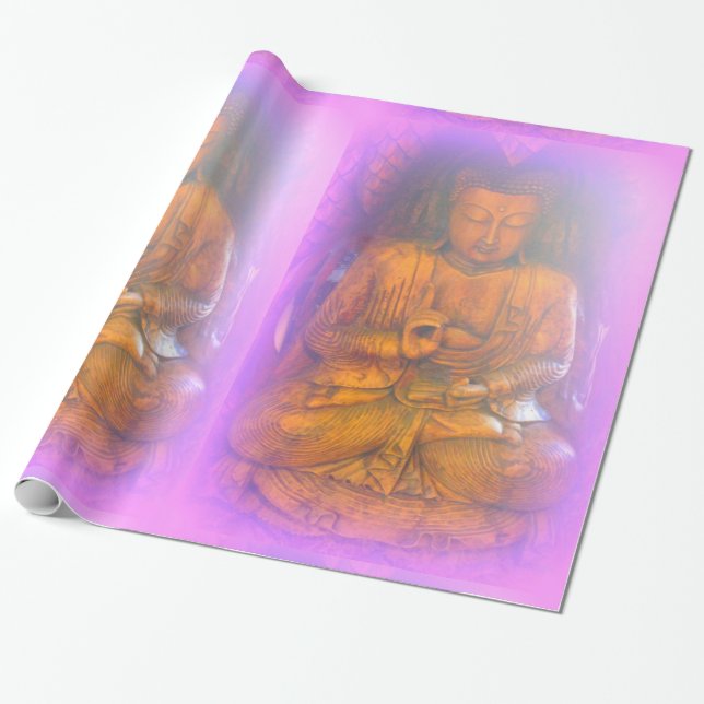 serene purple aura sitting buddha wrapping paper (Unrolled)