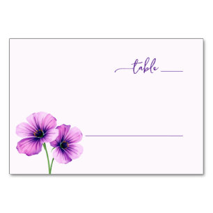 Serene Purple Floral Minimalist Table Number