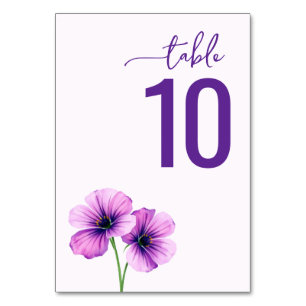 Serene Purple Floral Wedding Table Card