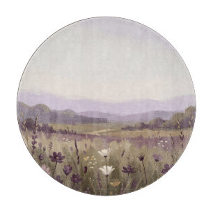 Serene Purple Wildflower Meadow Rolling Hills Cutting Board