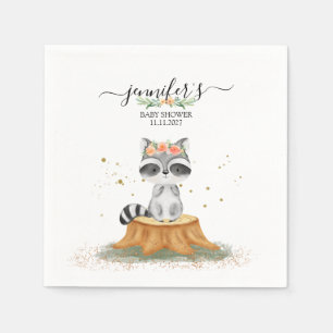 Serene Racoon Forest Baby Party Napkin