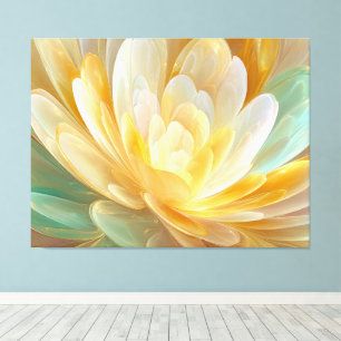 Serene Radiance of Golden and Aqua Petal Layers Canvas Print